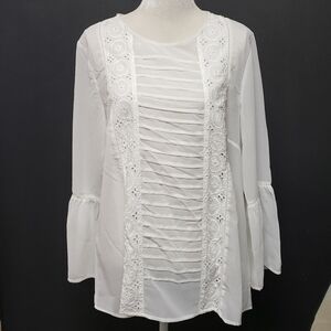 Sweet Magnolia Semi Sheer White Tunic NWOT